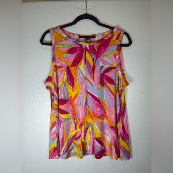 Vibrant Pink and Orange Sleeveless Top with Stretch. Size XL. - Picture 1 of 7